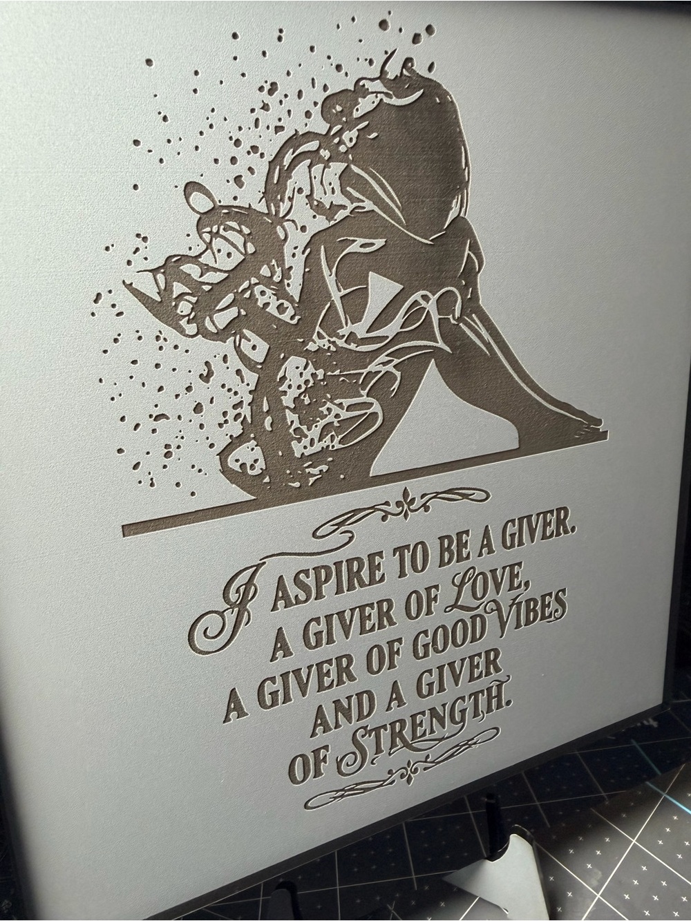 Handcrafted by me Wood/Acrylic  engraved framed Strength Sign 5”x7” - Picture 7 of 7